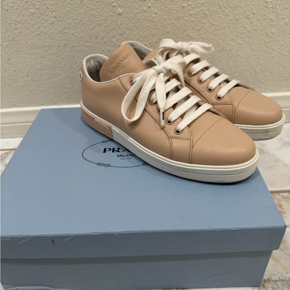 Beige Prada Leather Sneaker